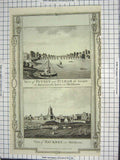 Original Old Antique Print Putney Fulham View Hacknay Middlesex Agriculture