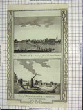 Original Old Antique Print Mortlake Surrey River Thames Hammersmith Chiswick
