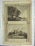 Original Old Antique Print West Cowes Castle Isle Wight Carisbrook Castle