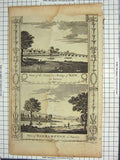 Original Old Antique Print View Town Bridge Kew Surrey Roehampton England