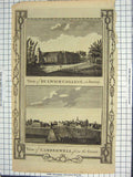 Old Antique Print Ref.10 Dulwich College Surrey Camberwell Grove England