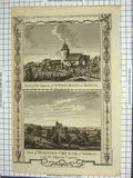 Original Old Antique Print Church Pancrass Middlesex Hornsey Walpoole Victorian