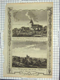 Old Antique Print Church Pancrass Middlesex Hornsey England Architecture 19th