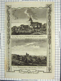 Original Old Antique Print Church St. Pancrass Middlesex Hornsey Church England