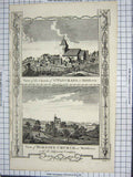 Original Old Antique Print View Church St. Pancrass Middlesex Hornsey England
