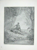 Original Old Antique Print 1881 Gustave Dore Paradise Lost Adam Eve Religion