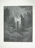 Old Antique Print 1881 Gustave Dore Paradise Lost Torrent Rapture Rocks 19th