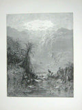 Old Antique Print 1881 Gustave Dore Paradise Lost Birds Caves Mountains 19th