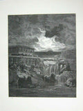 Old Antique Print 1881 Gustave Dore Paradise Lost People Floods Statues 19th