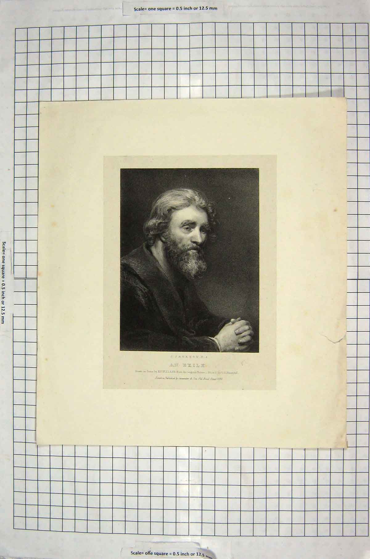 Original Old Antique Print 1826 Portrait An Exile Jackson Engraving 19th