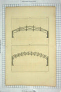 Original Old Antique Print Architecture Design Pattern Large