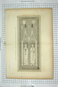 Original Old Antique Print Tomb John Curteys Albreda Wife Wimington Church