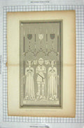 Original Old Antique Print Grave Stone Broham Church Bedfordshire England