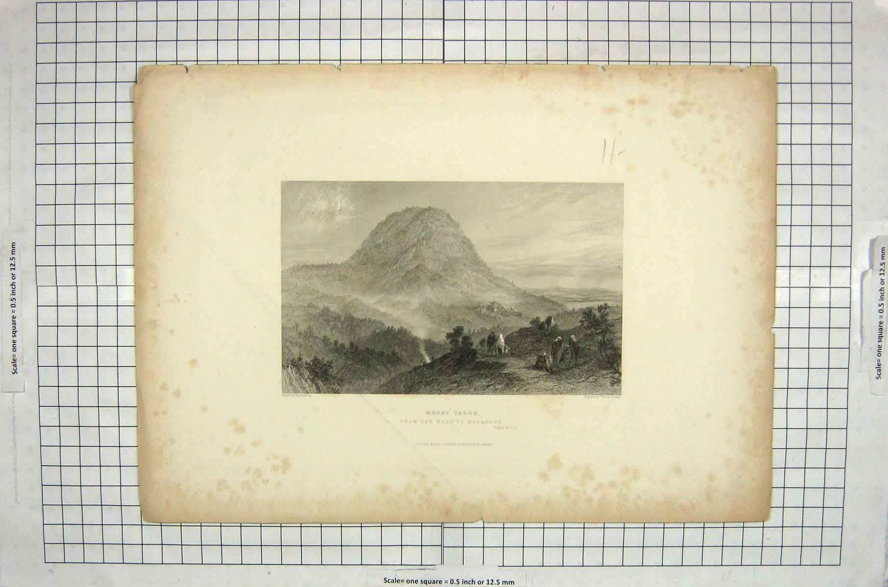 Original Old Antique Print Mount Tabor Road Nazareth Mountains Walton Forrest