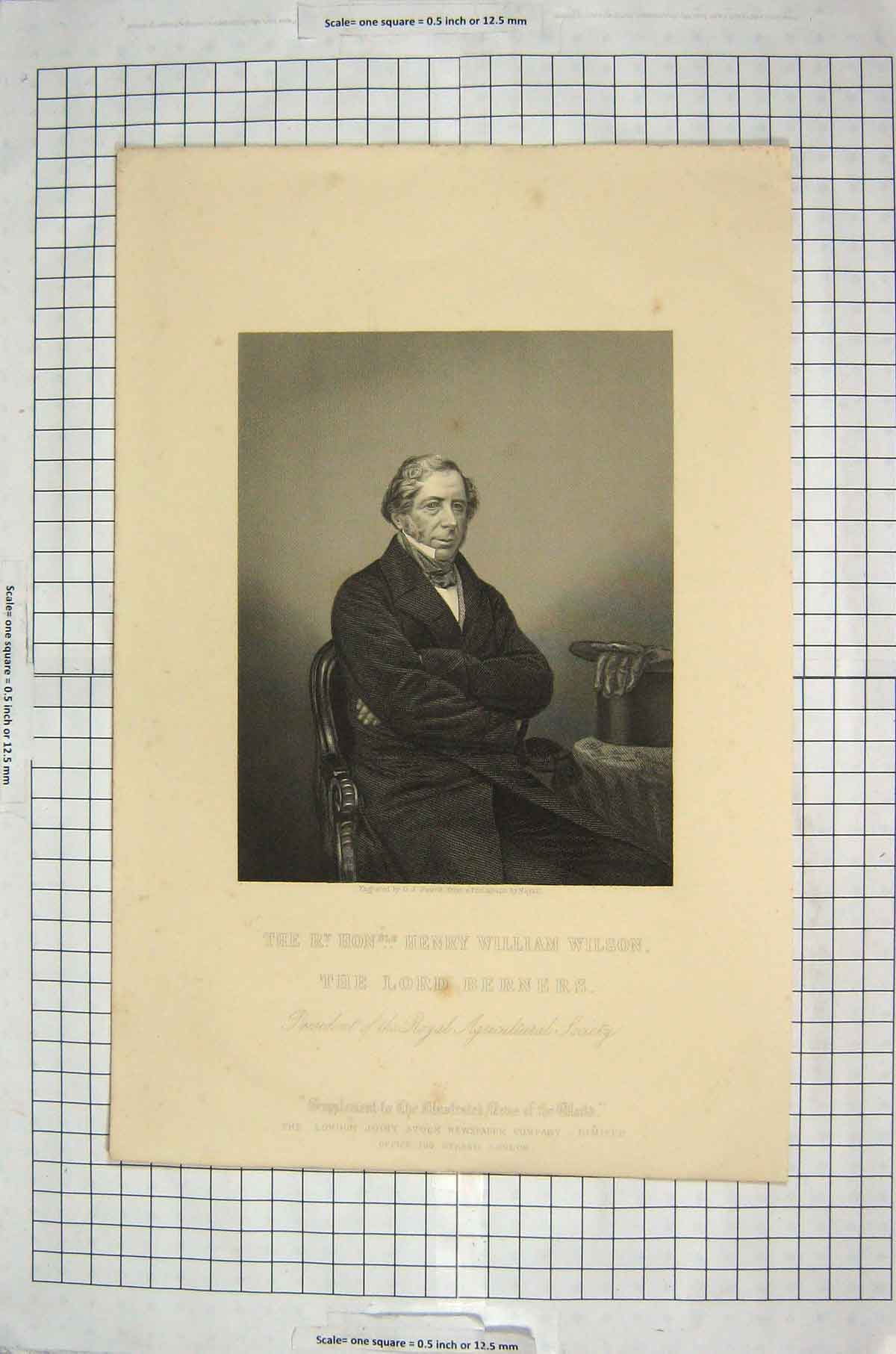 Original Old Antique Print Portrait Henry Williams Wilson Lord Berners Pound