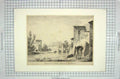Original Old Antique Print View River Bridge Building People Italy 20th Century