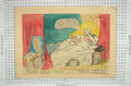 Original Old Antique Print Colour Man Woman Bedroom Neptune Fording Jordan 20th