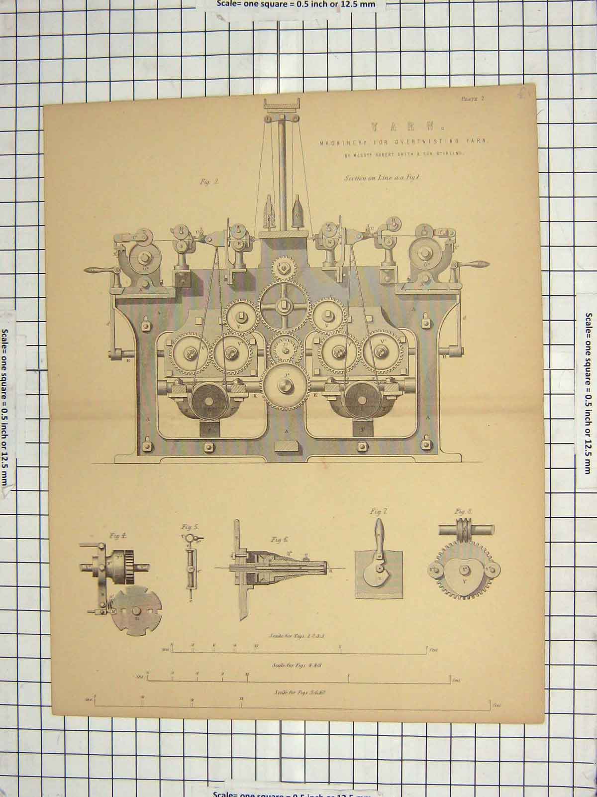 Old Antique Print Yarn Machinery Overtwisting Yarn Robert Smith Stirling