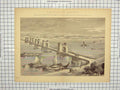 Original Old Antique Print Suspension Bridge Wrought-Iron Emperor Russia Ships