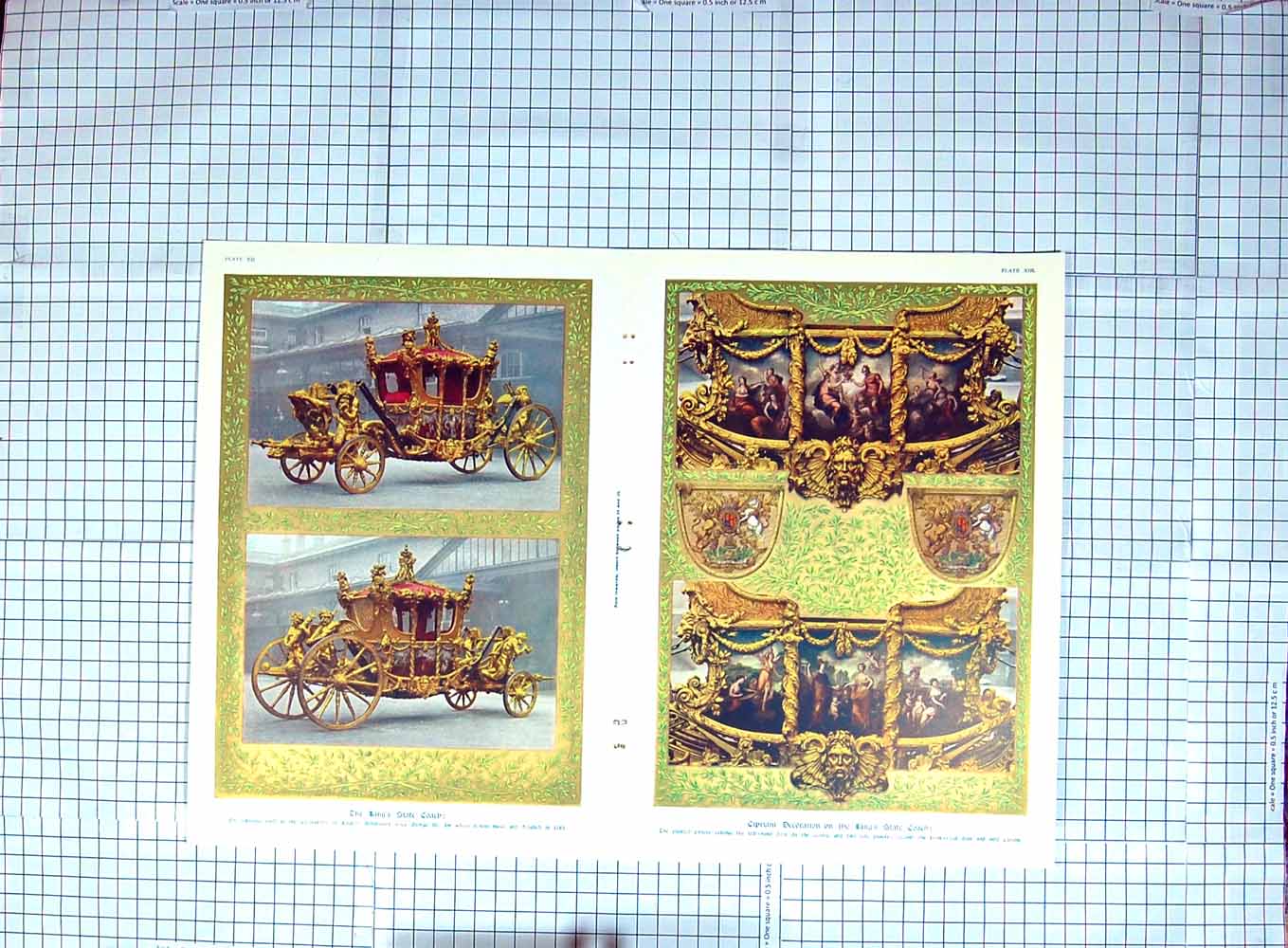 Original Old Antique Print King George State Coach Cipriani Decoration Colour