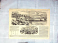 Old Antique Print 1860 View Thonon Lake Geneva Peasants Governor Annecy 19th