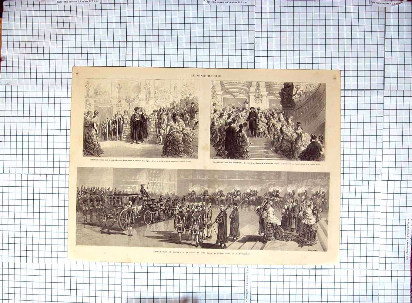 Old Antique Print Inauguration L'Opera Godefroy Durand Garnier Lord Maire
