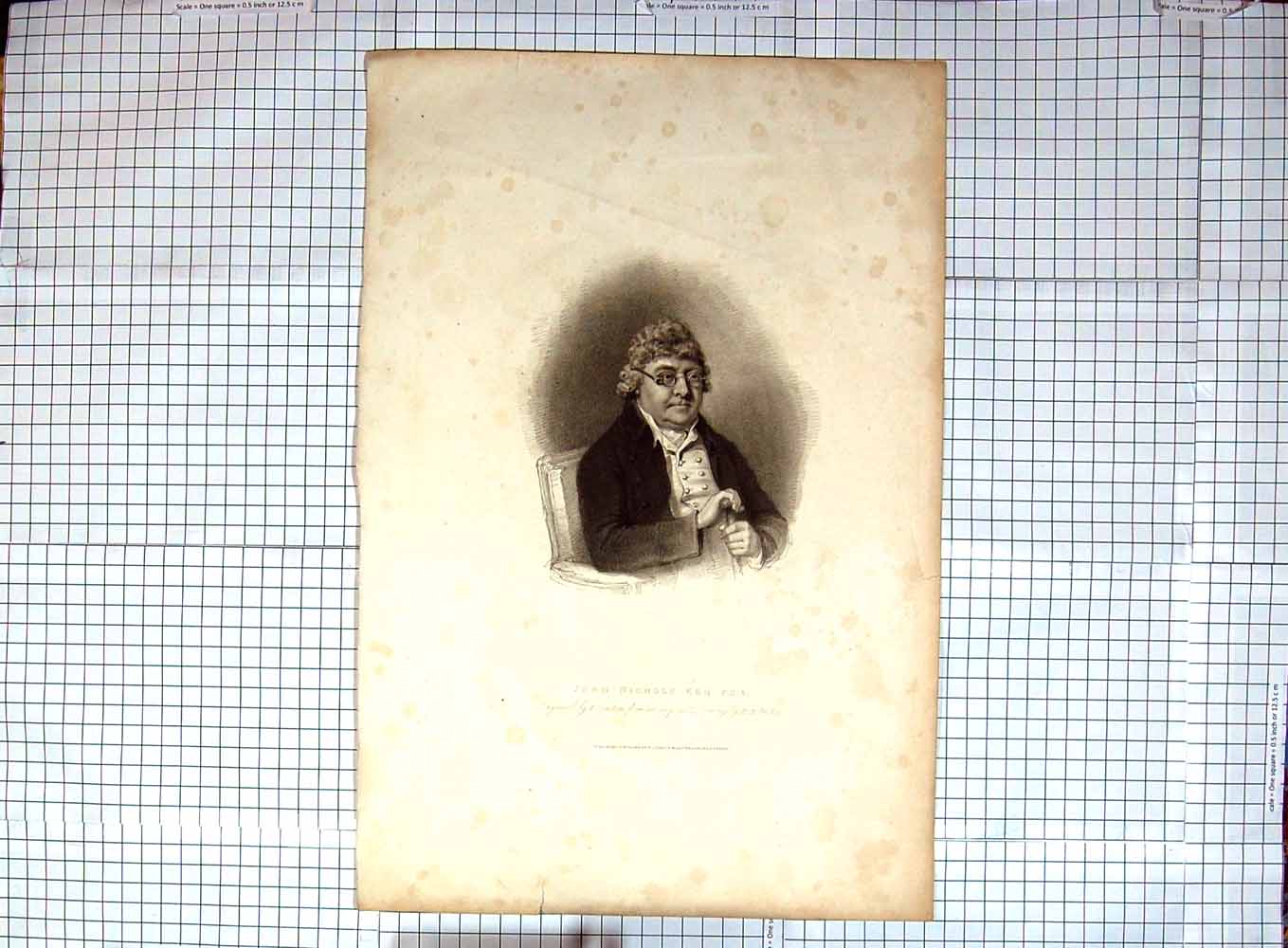Original Old Antique Print 1814 Portrait John Nichols Dridge Cardon Engraving
