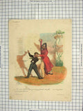 Original Old Antique Print Colour Comedy Man Young Boy Vandal