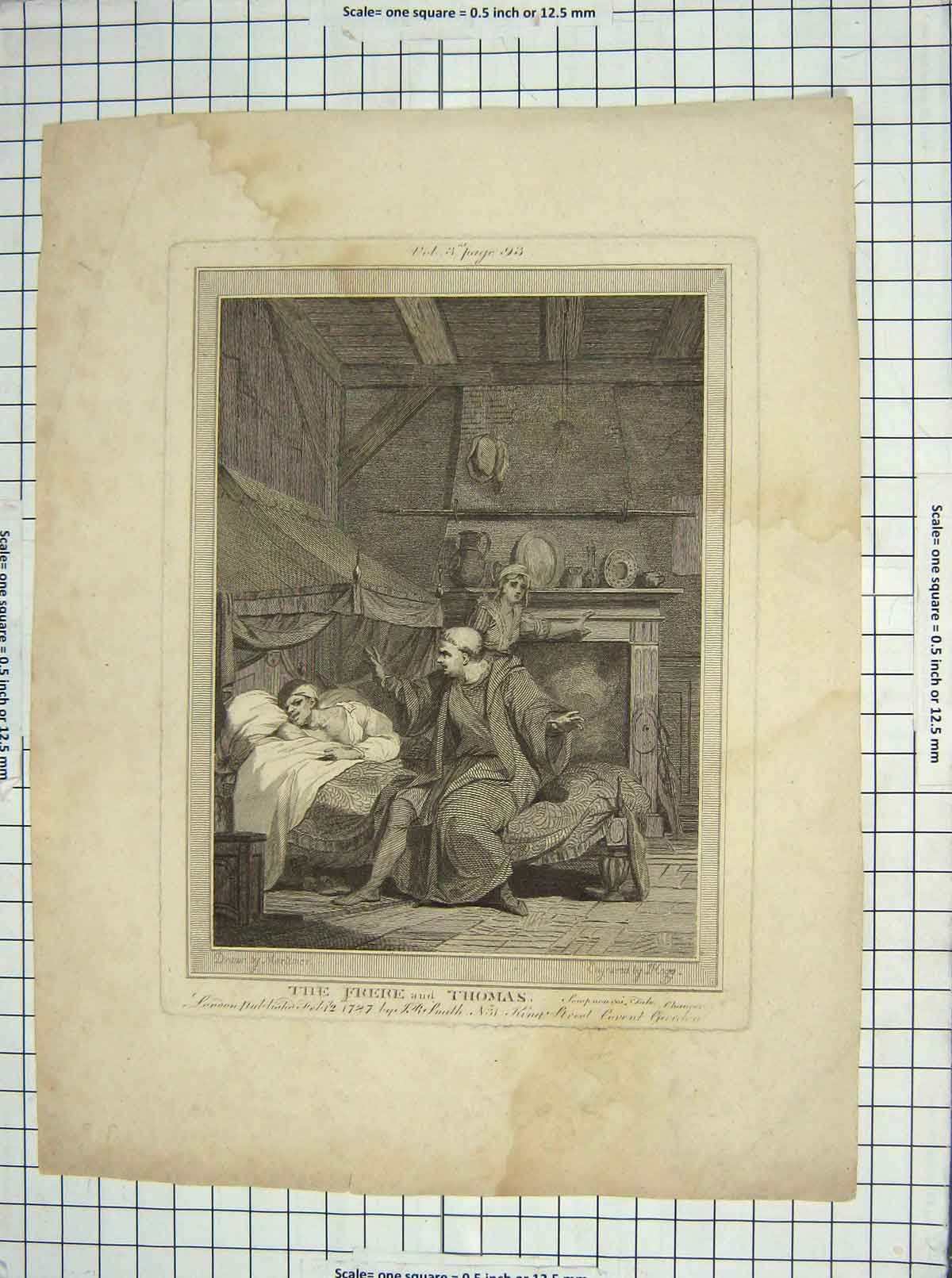 Original Old Antique Print 1787 Engraving Frere Thomas Mortimer Hogg 18th