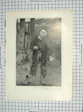 Original Old Antique Print Art Journal Portrait Young Boy Fishing Rod Pas Meche