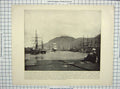 Old Antique Print Cape Town South Africa Ships Harbour Alexandria Egypt