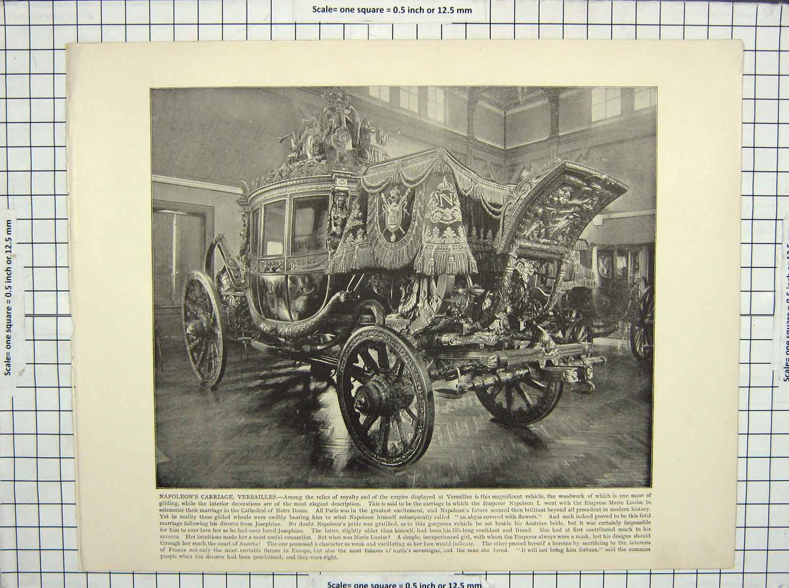 Original Old Antique Print Napoleon Carriage Versailles Church St. Mark Venice