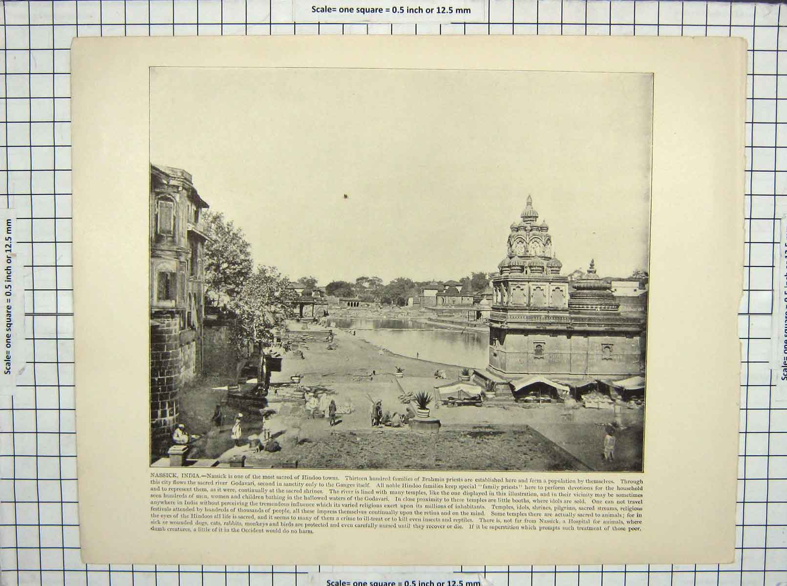 Old Antique Print View Nassick India Government House Calcutta Building