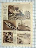 Original Old Vintage Print 1947 Ship Maurentania Krypton Lamp London Dockers