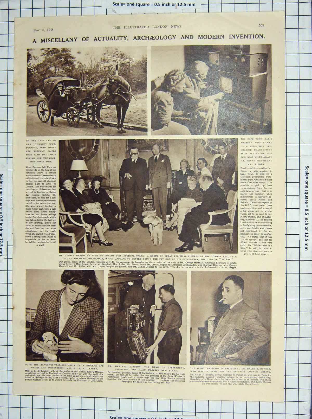 Old Vintage Print 1948 Archaeology Bunche Dean Canterbury Commonwealth 20th