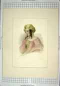 Original Old Antique Print 1842 Colour Portrait Lady Persian Costume Robinson