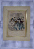 Original Old Antique Print Colour Ladies Womens Fashion Dresses Paris