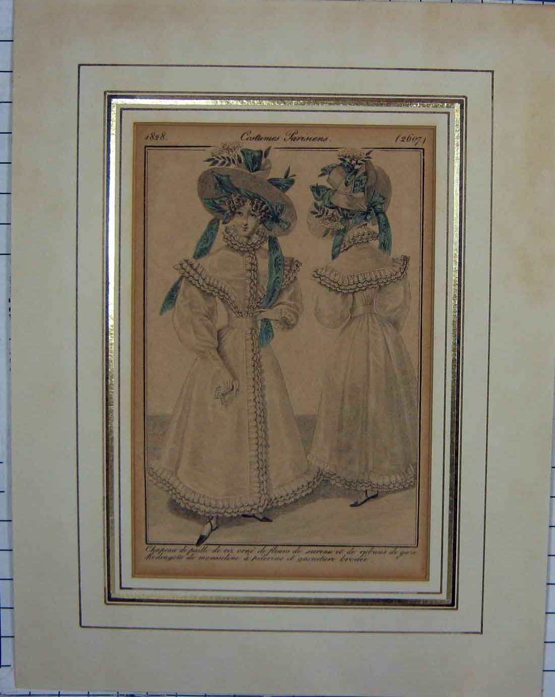 Original Old Antique Print Ladies Womens Fashion Dresses Costumes