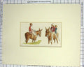 Original Old Antique Print 1815 Colour Jockeys Horses Children Napoleonic Era