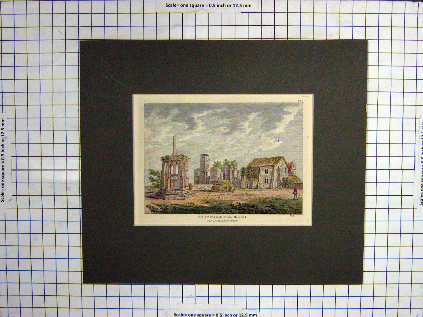 Original Old Antique Print 1784 House Black Friar'S Hereford Hooper Engraving