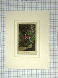 Old Antique Print Colour Engraving Scene Tempest Lady Man Romance Woods