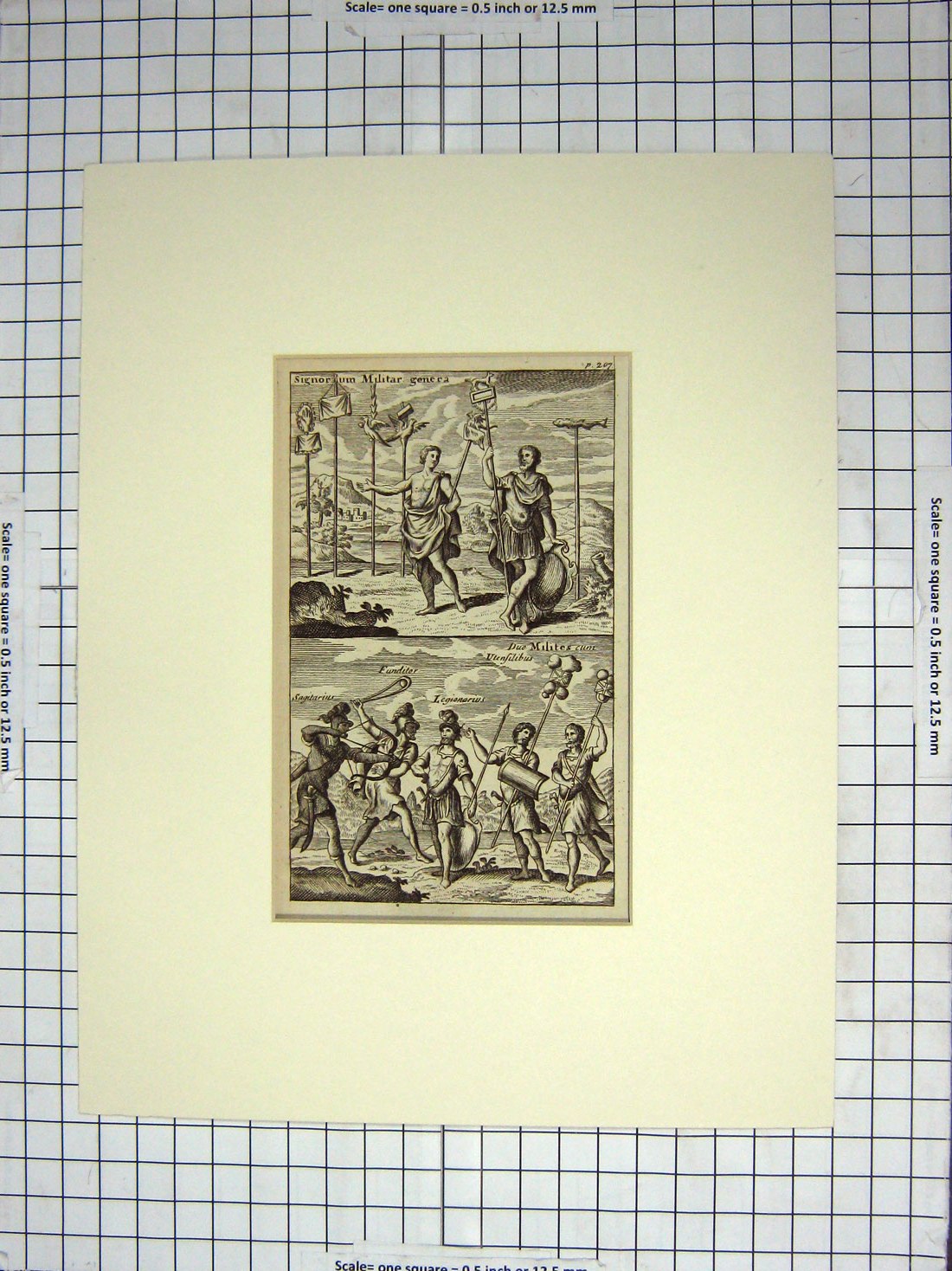 Original Old Antique Print C1750 Signor Militar Genera Military Siers Weapons