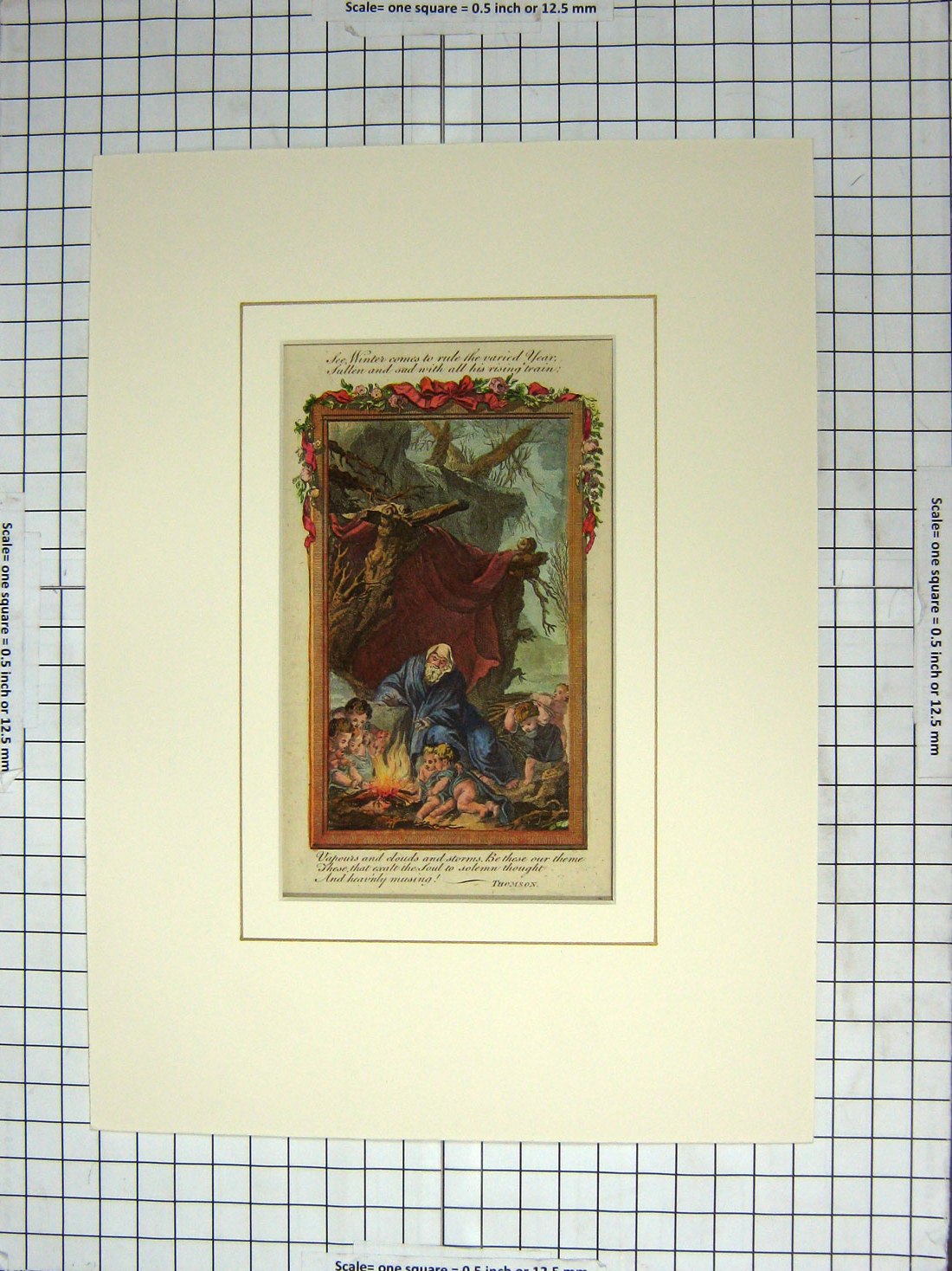 Original Old Antique Print C1780 Colour Religion Scene Shelter Thomson 18th