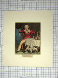 Original Old Antique Print C1810 Colour Man Eating Dinner Table Dog Food 19th