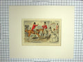 Original Old Antique Print Hunting Men Jack Rogers Drinking Sport Colour