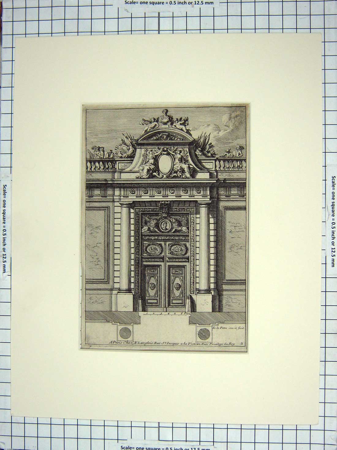 Original Old Antique Print Architecture Paris Rue Jacques