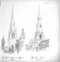 Original Old Antique Print 1853 All Saints Yorkshire Graffhan Huntingdonshire