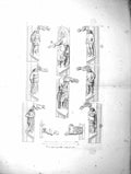 Original Old Antique Print 1853 Sculpture Doccie Degli Sottoposte Statue 19th