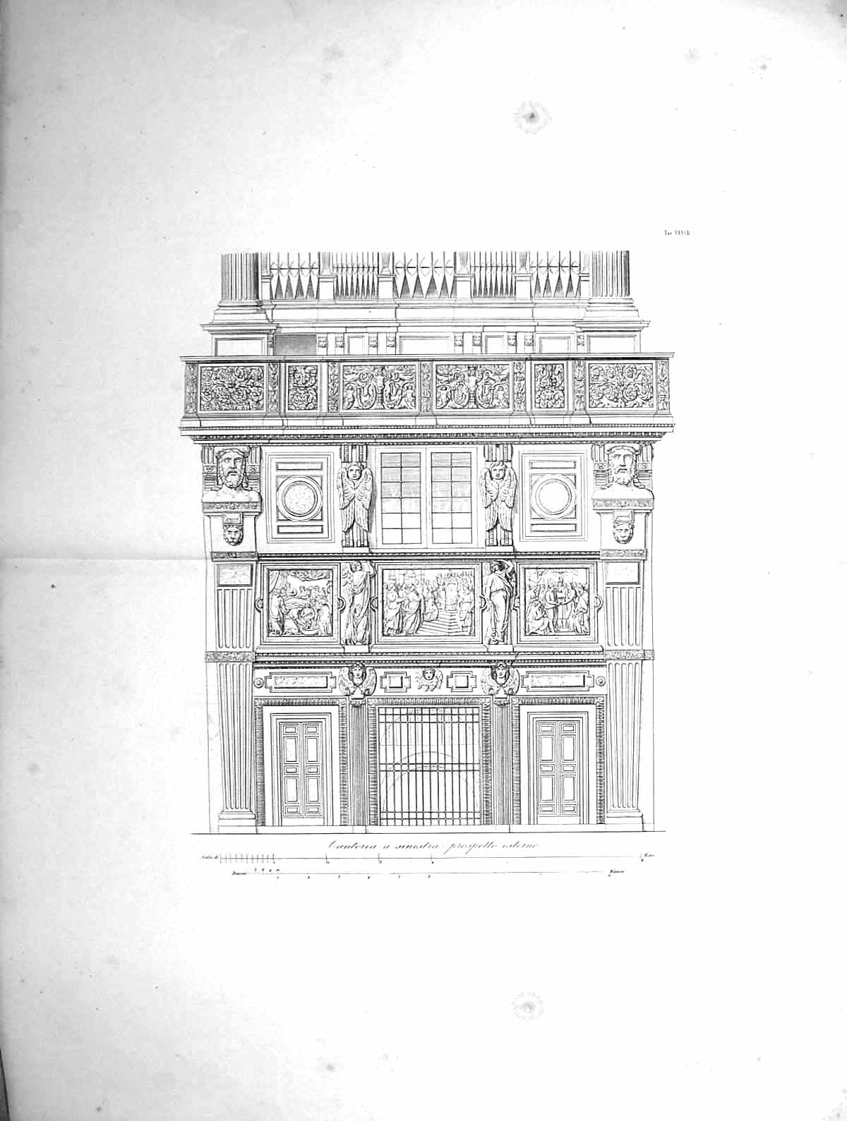 Original Old Antique Print 1853 Architecture Cantoai Sinistra Esterno Victorian