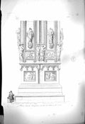 Original Old Antique Print 1853 Sculpture Piloni Fianco Palazzo Corte Victorian